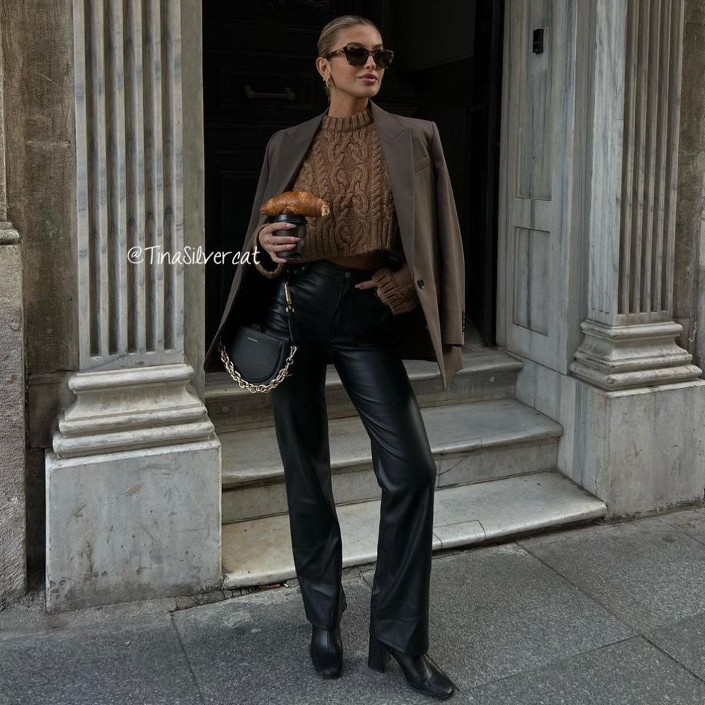 BLOGGER'S FAVE! Zara Cable Knit Sweater Brown NWT